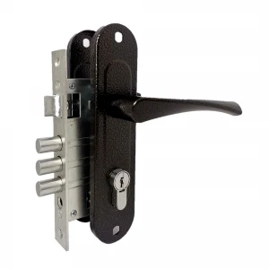 Замок врезной цилиндровый с защёлкой в комплекте с ручкой ЗВ4-60/07 (медь антик), 4 кл.