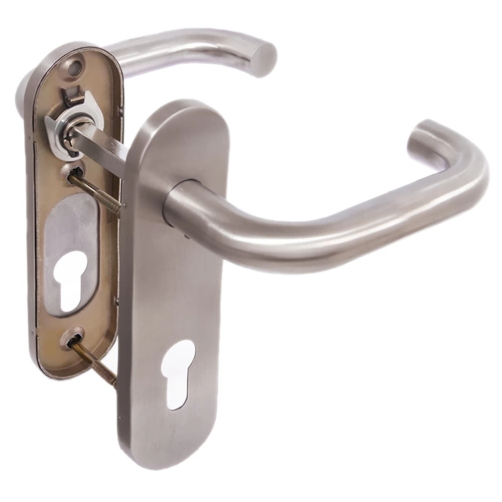 Фото Ручка дверная FP.DH72.0433 SS 201 (DH-0433 SS 201) с пружиной,нержавейка 201, квадрат 9x140 мм