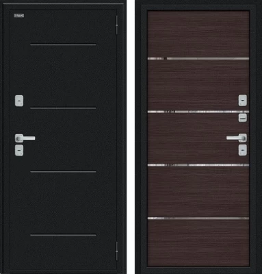 Дверь Браво Thermo Лайн/BChrome Букле черное/Wenge Melinga