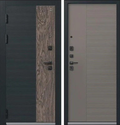 Дверь С-112 Черный Муар+Кварц Черный+Орех Мокко - Базальт