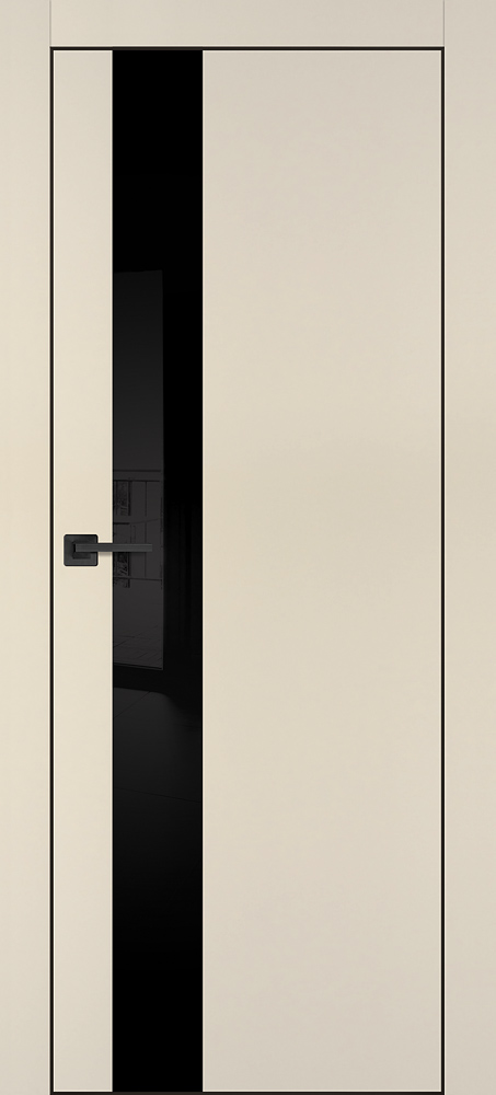 Фото Межкомнатная дверь PX-10 черная кромка с 4-х ст. Бежевый матовый