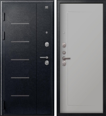 Дверь V-03 Черный муар - Кашемир сильвер